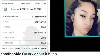 #bhadbhabie showing receipt that she made #50 million from #onlyfans .????????????????