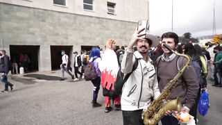 SAX GUY surprises COSPLAYERS with their ANIME SONGS