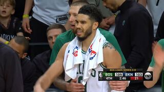 Jayson Tatum fouls out in game 4 vs Nets after this offensive foul ????