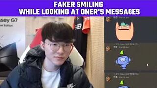 Faker smiling while looking at Oner's messages | T1 Stream Moments