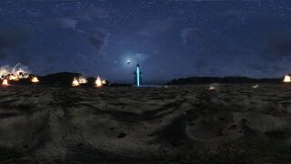 VR 360° Godzilla Atomic Breath in real life / Godzilla Beach Attack!