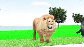 Mammoth elephant, gorilla, buffalo, Lion, squid games play races to overcome challenges