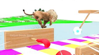 Mammoth elephant, gorilla, buffalo, Lion, squid games play races to overcome challenges