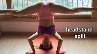 Yoga flow headstand and split