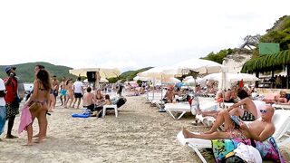 Ibiza Spain Platja de Cala Comte / The Balearic Islands 4K / Beach Walk