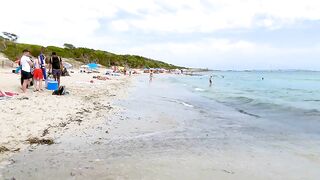 Ibiza Spain Platja de Cala Comte / The Balearic Islands 4K / Beach Walk