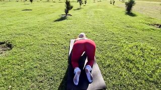 Yoga work out in the park