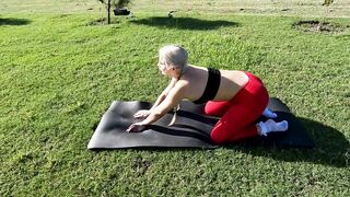 Yoga work out in the park