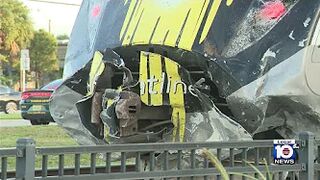 Driver hospitalized following crash involving Brightline train in Pompano Beach