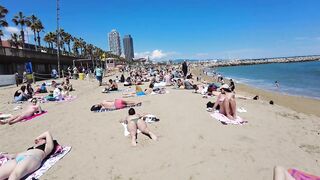Beach Walk Spain - Barcelona - Barceloneta Beach - 2022 - 4K