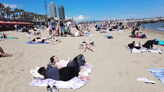 Beach Walk Spain - Barcelona - Barceloneta Beach - 2022 - 4K