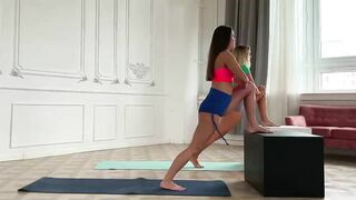 Stretching at home with Val and Carrie