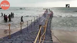 Udupi MLA K Raghupathi Bhat inaugurates Karnataka’s first floating bridge at Malpe beach