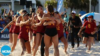 USC match point, celebration at 2022 NCAA beach volleyball championship
