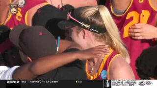 USC match point, celebration at 2022 NCAA beach volleyball championship