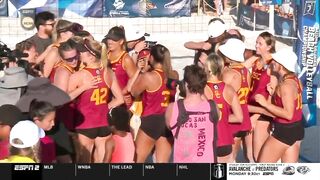 USC match point, celebration at 2022 NCAA beach volleyball championship