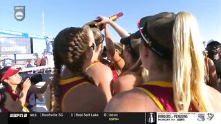 USC match point, celebration at 2022 NCAA beach volleyball championship