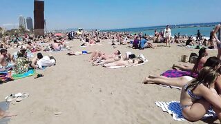 4K Beach Walk - Barcelona Spain - Sant Miquel Beach - 2022