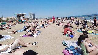 4K Beach Walk - Barcelona Spain - Sant Miquel Beach - 2022