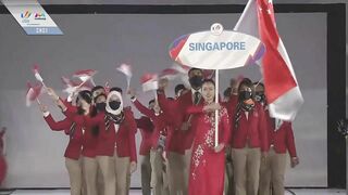 Team Singapore makes its entrance at the 31st SEA Games opening ceremony in Hanoi