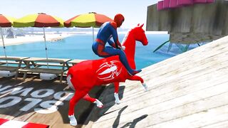 Spiderman and Spider Horse, Parkour Challenge on Spider Balls - Funny Animation