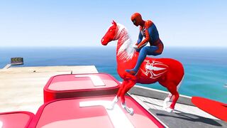 Spiderman and Spider Horse, Parkour Challenge on Spider Balls - Funny Animation