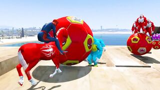 Spiderman and Spider Horse, Parkour Challenge on Spider Balls - Funny Animation