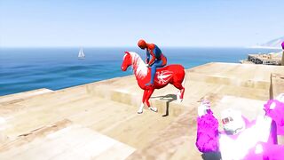 Spiderman and Spider Horse, Parkour Challenge on Spider Balls - Funny Animation