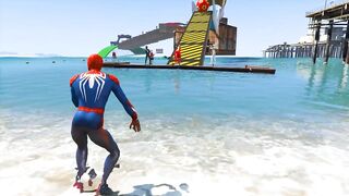 Spiderman and Spider Horse, Parkour Challenge on Spider Balls - Funny Animation