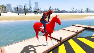 Spiderman and Spider Horse, Parkour Challenge on Spider Balls - Funny Animation