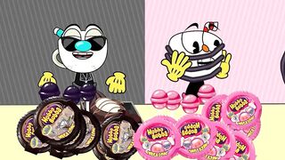 Pink vs Black Challenge | Mukbang Animation Cuphead /ASMR/ Chupa Chup & Hubba Bubba /Slime Mukbang