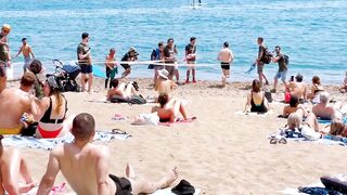 Barcelona beach walk / beach Sant Sebastia ????????????️Spain best beaches