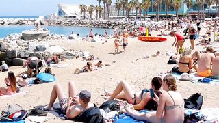 Barcelona beach walk 2022/ beach Sant Sebastia ????????????Spain best beaches