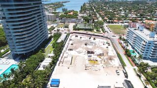 Miami Beach building collapse On June 24, 2021. This place now on May 2022. Aerial Footage 4K