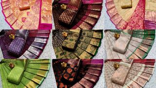 Bridal silks sarees collections samuthirika vasthrakala wedding sarees models gold silver sarees