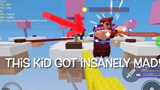 He got so mad after I did this (roblox bedwars)