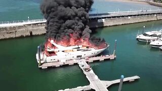 Huge ‘fireball’ rips through £6M super yacht as smoke clears popular beach