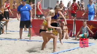 Tough Beach Handball Action in Slow Motion