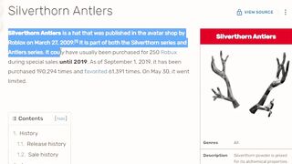 The Silverthorn Antlers Went Limited In Roblox!