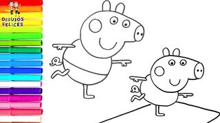 Dibuja y Colorea A Peppa Pig Y A George Pig Haciendo Yoga ???????????????? Dibujos Para Niños