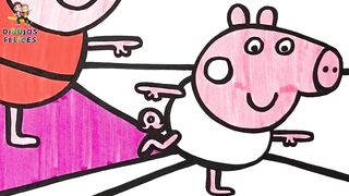 Dibuja y Colorea A Peppa Pig Y A George Pig Haciendo Yoga ???????????????? Dibujos Para Niños