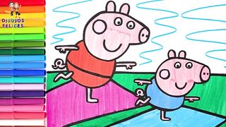 Dibuja y Colorea A Peppa Pig Y A George Pig Haciendo Yoga ???????????????? Dibujos Para Niños