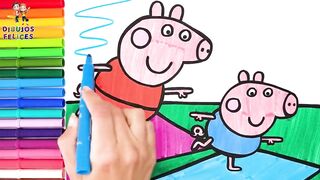 Dibuja y Colorea A Peppa Pig Y A George Pig Haciendo Yoga ???????????????? Dibujos Para Niños