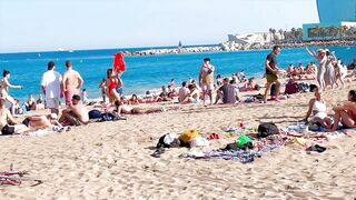 Barcelona beach walk 2022 / beach Sant Sebastia ????️????????Spain best beaches