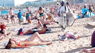 Barcelona beach walk 2022 / beach Sant Sebastia ????️????????Spain best beaches