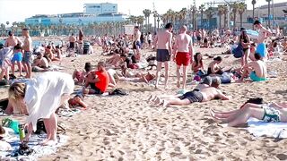 Barcelona beach walk 2022 / beach Sant Sebastia ????️????????Spain best beaches