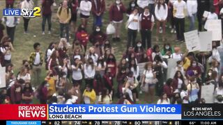 Hundreds of high school students in Long Beach walkout to protest gun violence