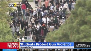 Hundreds of high school students in Long Beach walkout to protest gun violence