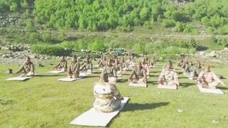 ITBP personnel practicing Yoga ahead of 8th International Day of Yoga in Himachal Pradesh.