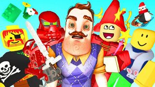 HELLO NEIGHBOR vs LEGO & ROBLOX TOYS (3D Animation Parody Cartoon Challenge)